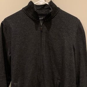 Alfani | Zip-Up Striped Jacket | Black | Small |